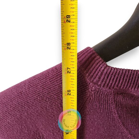 Vintage 80s Eddie Bauer Cotton Knit Sweater Made in UK Purple Boxy Pocket - Picture 10 of 11